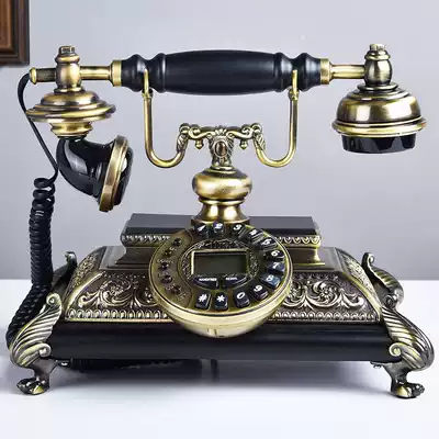 European antique telephone solid wood metal landline retro telephone fashion creative home landline gift ornaments