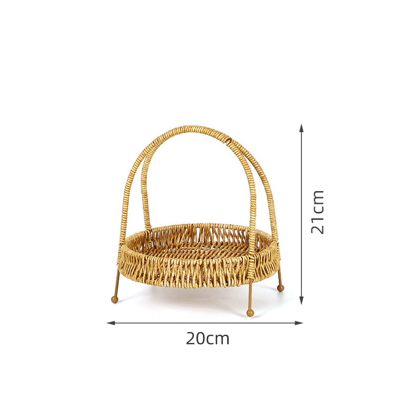 仿藤编织篮小多层ktv火锅店点心零食提篮编织收纳筐水果面包盘 (1627207:22344858506:sort by color:单层点心架花色)