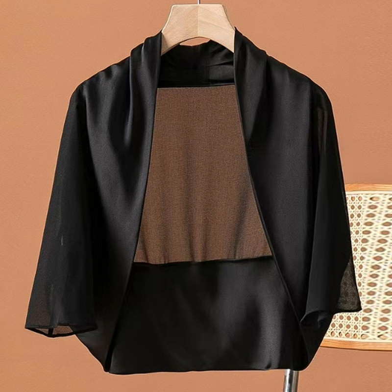 Women's Jacket, Suspender Dress, Shawl, Summer Stylish Outfit, Matching Cheongsam Dress, Silk Cardigan, Short Outerwear, Thin Cape