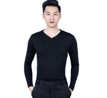 Male V lead adult national standard Latin dance dress Morden Dance Ballroom Dancing square dance Dance Practice with long sleeves of blouses