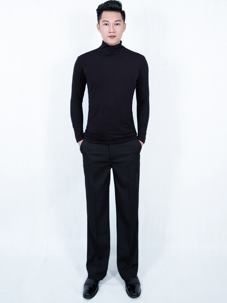 Men's Latin dance clothing adult high-necked long-sleeved national standard practice clothing modern clothing social dance clothing square dance clothing