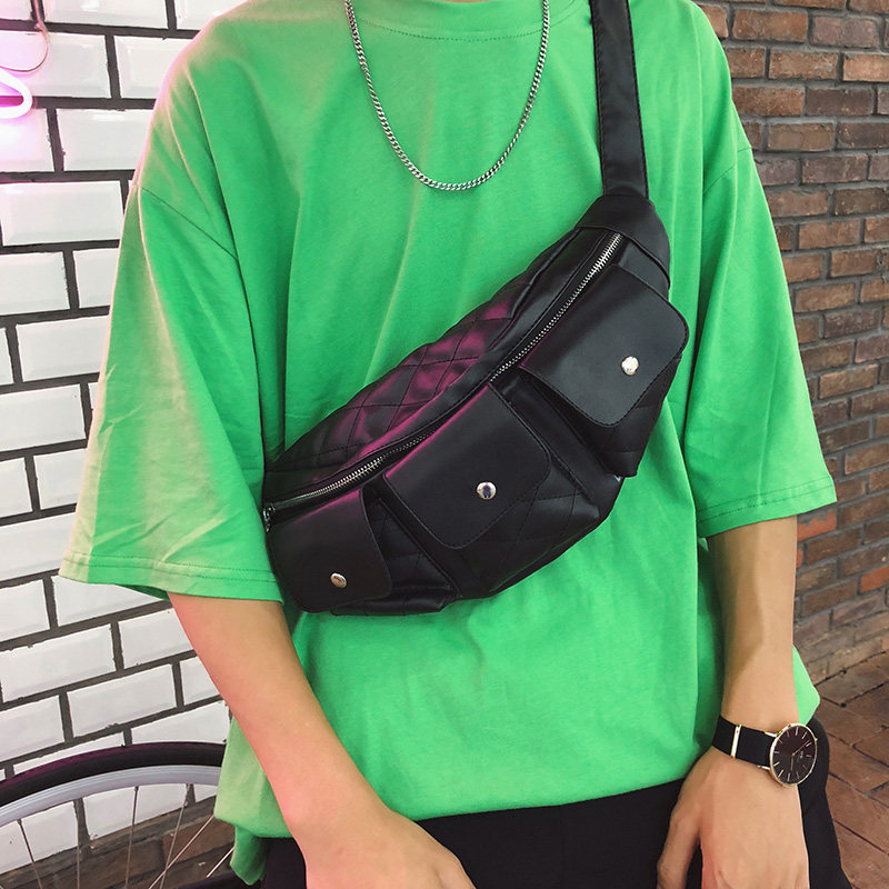 Chest Bag Men's Youth Single Shoulder Diagonal Satchel Bag Student Sports Chest Bag Men Han Version Tide Leather Waterproof Single Shoulder Inclined Satchel Bag