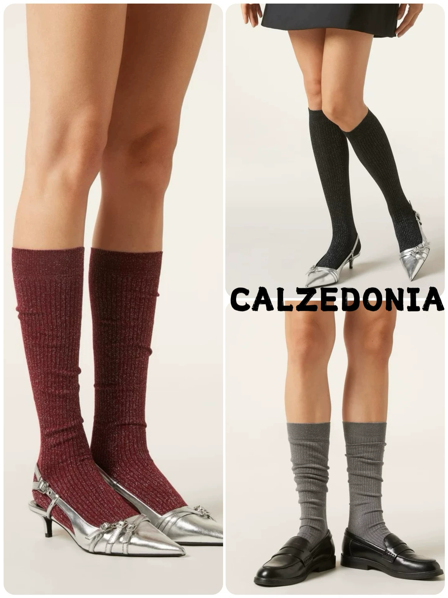 Европейская версия CALZEDONIA24 ранняя осень женские носки с микроглиттером по полоске колена икры в стиле miu JK пузырьковые носки DL0387