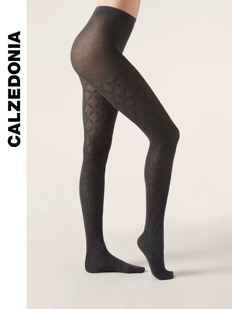 колготки / чулки дна calzedonia24秋冬新女保暖舒适灰色菱格山羊绒裤袜modc2100