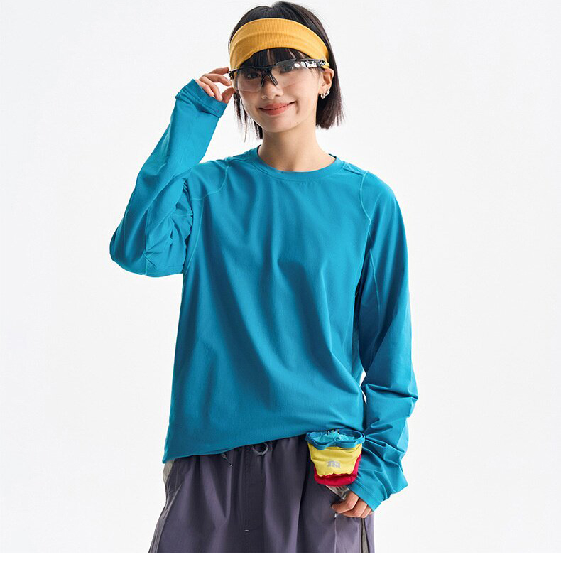 Sports Outdoor Sweat-Absorbent and Quick-Drying Long-Sleeved T-Shirts for Men and Women, Sun Protection Tops, Lightweight Functional Super-Breathable Sports Long-Sleeved Shirts