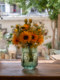 Sunflower Artificial Flowers with a High-End Feel, Faux Bouquet in a Vintage Style for Living Room and Dining Table Decoration, Cream-Style Arrangement