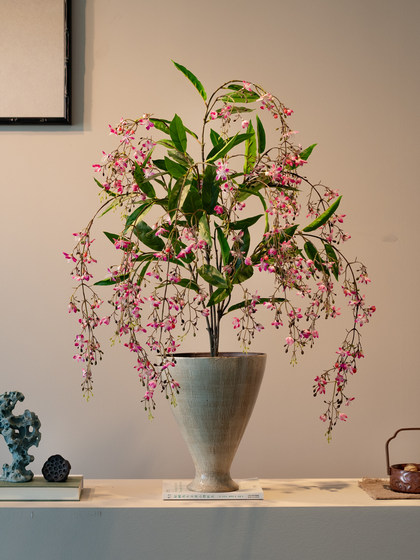 Silk Jasmine Artificial Green Plant Fake Flower for Living and Dining Room, High-End Realistic Touch, Small Light Luxury Decorative Ornament for Tea Table