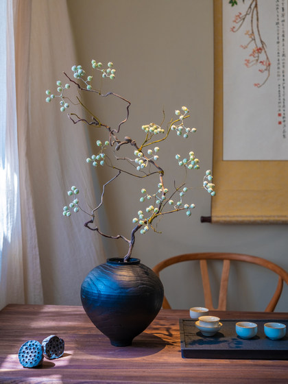 New Chinese-Style Mulberry Fruit Artificial Flowers, Faux Flower Decorations for Tea Rooms and Entryways, Song Dynasty Aesthetics, High-End Bionic Flowers for Dining Tables