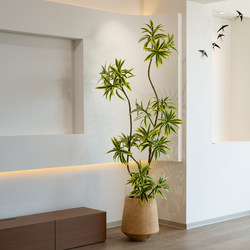 High-End Luxury Artificial Green Plant, Large Fake Tree Potted Decoration for Indoor Living Room, Featuring Golden-Edged Lily Bamboo