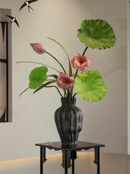 Simulated Lotus, High-End, Realistic, Wabi-Sabi, Medieval-Style Entrance Hall, Tea Room, Dining Table Decoration, Fake Ornament, Song Dynasty Aesthetics, Oriental