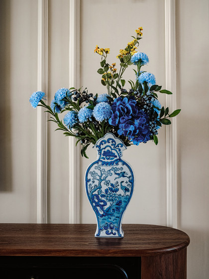 Hydrangea Blueberry Fruit Artificial Bouquet Fake Flowers Dining Table Entrance Living Room Decorative Ornaments High-End Realistic Retro Vase