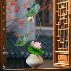 Artificial Lotus Flower Potted Plant with a High-End, Realistic Feel, Suitable for Entryway, Tea Room, Song Dynasty Aesthetic Decoration, Wabi-Sabi Style for Living and Dining Rooms