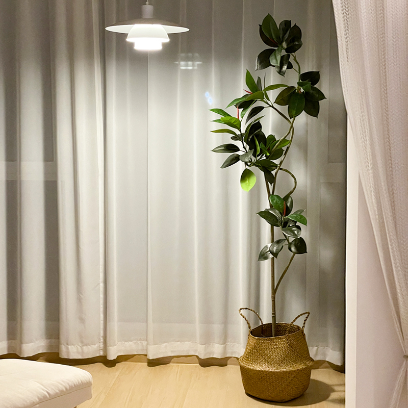 Simulated Green Plant Rubber Tree Indoor Living Room Green Diamond Artificial Plant High-End Light Luxury Large Floor-Standing Potted Plant
