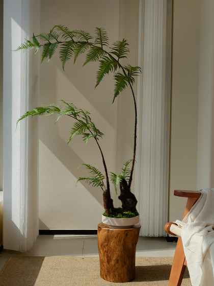 Faux Fern Potted Plant, Artificial Flowers, New Chinese-Style Tea Room Decoration, Zen-Inspired High-End Vintage Atmosphere