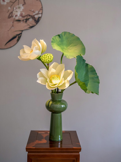 Haohong Jingpin Lotus Artificial Flower, Faux Flower Decoration, Light Luxury, High-End, Moisturizing Feel, Living Room Dining Table Tv Cabinet Decoration