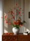 Orange-Red Leaf Chrysanthemum Dried Branches, Artificial Fake Floral Art, High-End Realistic Decorative Ornaments, Desktop Decorations, Retro Ceramic Vases