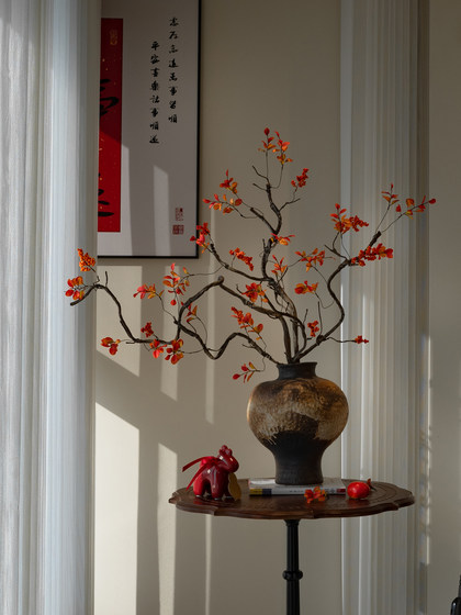 Autumn Maple Leaves, Fortune Fruit, Restaurant Tea Room, New Year's Eve Flower Decorations, Wabi-Sabi Style, Simulated Fake Song Dynasty Dragon Jujube Branches