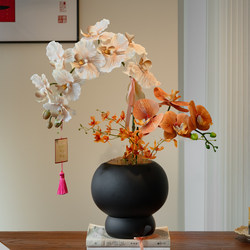 Artificial Phalaenopsis Orchid Plant Bonsai with a High-End, Realistic Feel, Decorative Piece for Entryway, Living Room, and Dining Room, Vintage Style