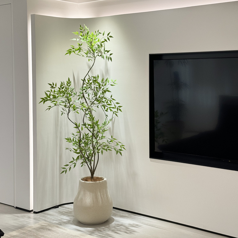Haihong Jingpin Nandina 竹模擬緑植物屋内リビングルームバイオニックフェイクツリーハイエンドライト高級花大きな床置き鉢植え