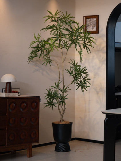 Peacock Wood Fortune Tree Artificial Green Plant Decoration for Living and Dining Room, Large Fake Floor-Standing Potted Plant, High-End Vintage Atmosphere