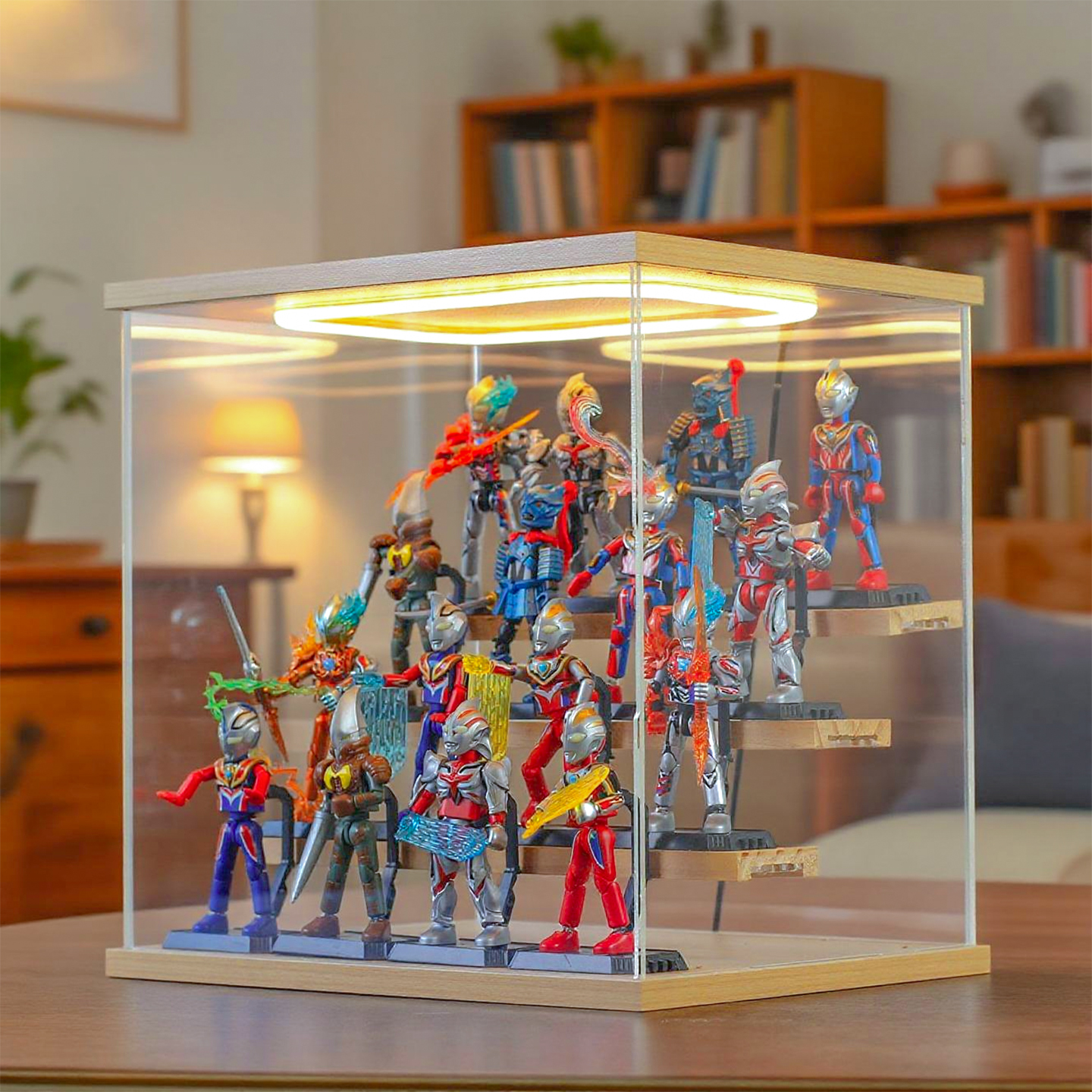 Ultraman Bruko blind box figure storage display stand assembled doll ladder storage box transparent dust-proof display