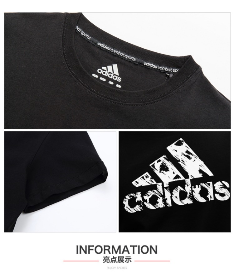 Adidas adidas ngắn tay nam mới cổ tròn thể thao giản dị thoáng khí tập thể dục chạy áo thun áo ba lỗ gymshark