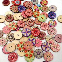20mm retro log wafer button printed wood button clothing button DIY puzzle Decorative Clothing Ingredients