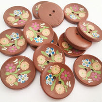 30mm color painted round 2 holes flower wood button big clothes buckle children button large size children button clothes accessories