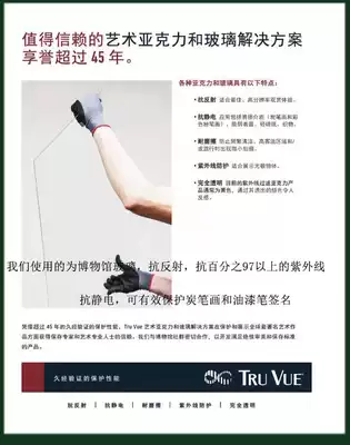 Museum low reflection anti-UV ultraviolet glass artwork chalk drawing signature photo protection