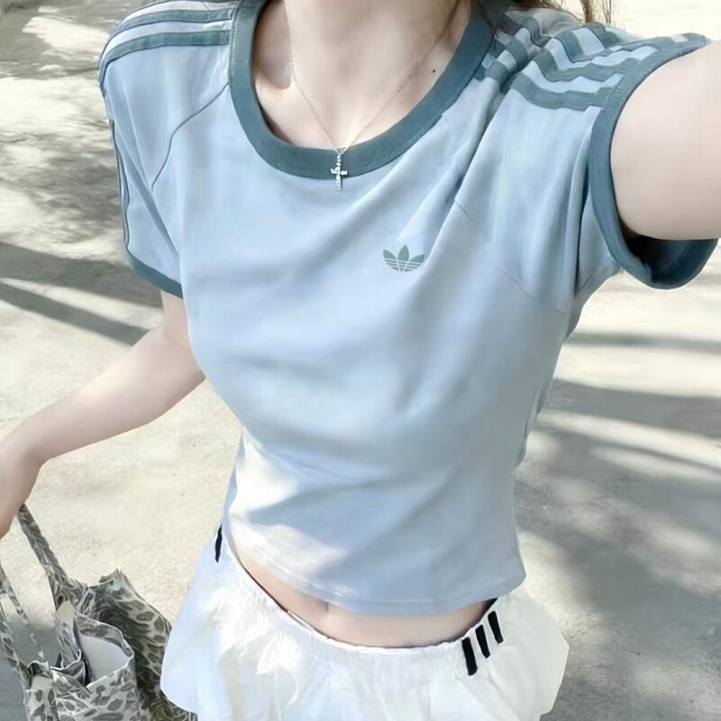 Outlet Special | Xiaohongshu Recommended | Summer Sports Casual T-Shirt Slim Fit Versatile Round Neck Short Sleeve Top for Women