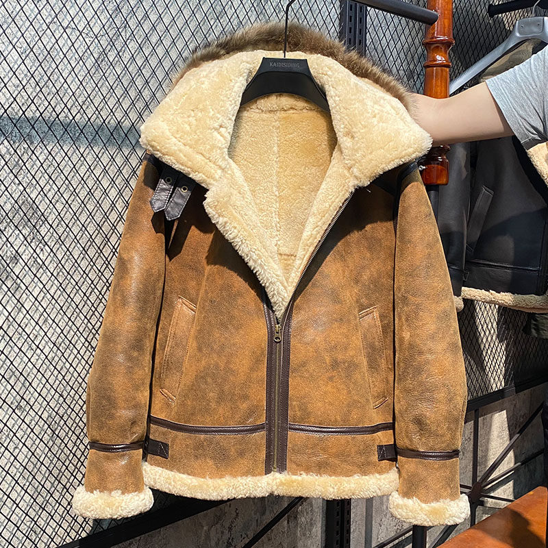 2022 Aristocratic Mepi Original Ecological Sheepskin and Fur One Men's Genuine Leather Jacket Hooded American Raccoon Collar Winter Jacket