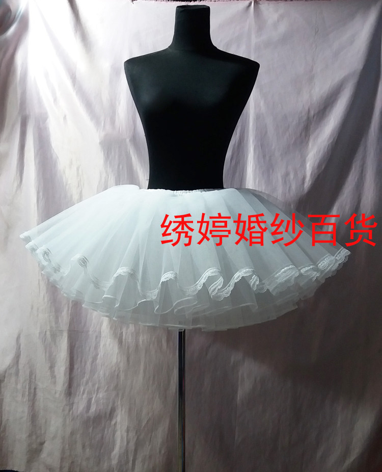 Violent 4-layer organza skirt support boneless skirt Wedding short skirt puffy black and white skirt support special ponytail support lolita
