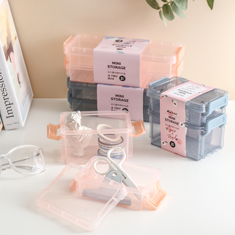 Miscellaneous simple desktop plastic storage box two sets of grinding buckle can be superimposed dormitory multi-layer mini box