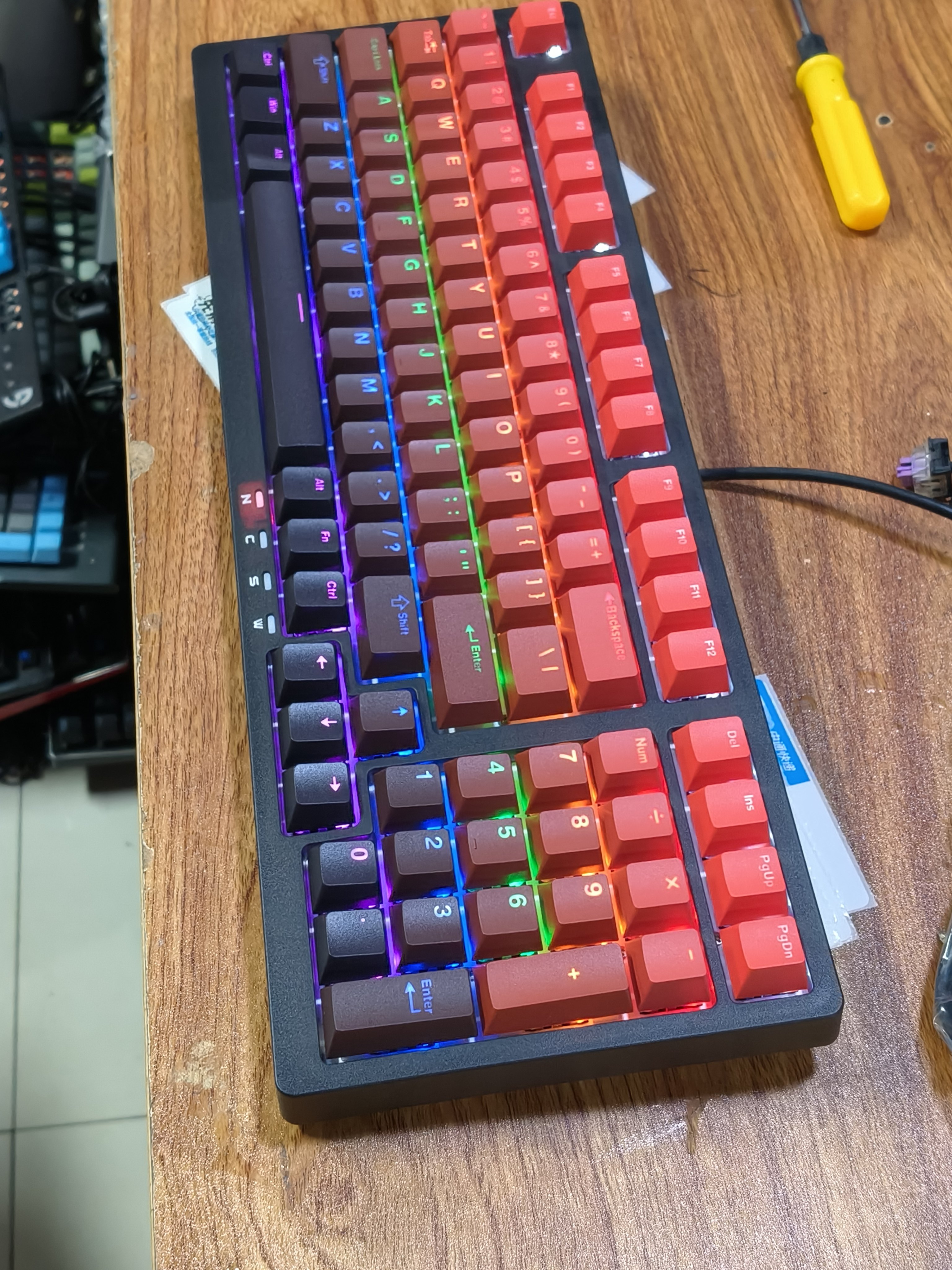 全新GPTX甲品GK98机械键盘98键网吧同款混光跑马灯游戏防水评价- 淘宝网