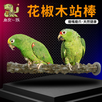Parrot Supplies Birds Grinding Claws Stick Prickly Pepper Wood Stand Stick Toy Hanging-nest Ladder Swing