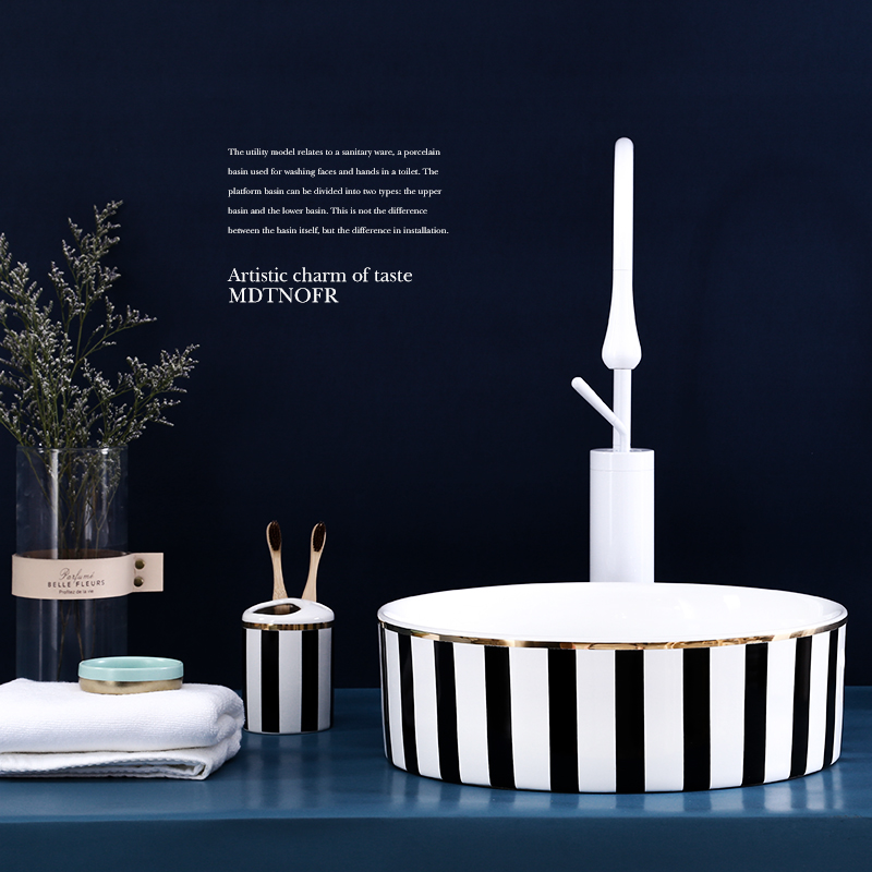 Round table washbasin Home Ceramics Hotel Retro Eurostyle Small Number washbasin Balcony Make-up Room Creative Table Basin