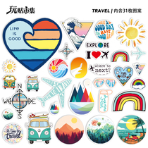 31 outdoor travel rainbow scenery car stickers suitcase laptop helmet waterproof stickers