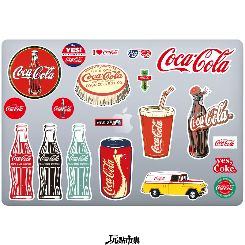 Ретро наклейки, чемодан, ноутбук, водостойкая наклейка, ностальгия, Cola