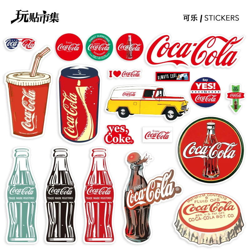 Ретро наклейки, чемодан, ноутбук, водостойкая наклейка, ностальгия, Cola