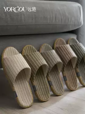 Nordic spring and autumn cotton linen slippers women Summer indoor couples non-slip deodorant linen men home use four seasons soft bottom