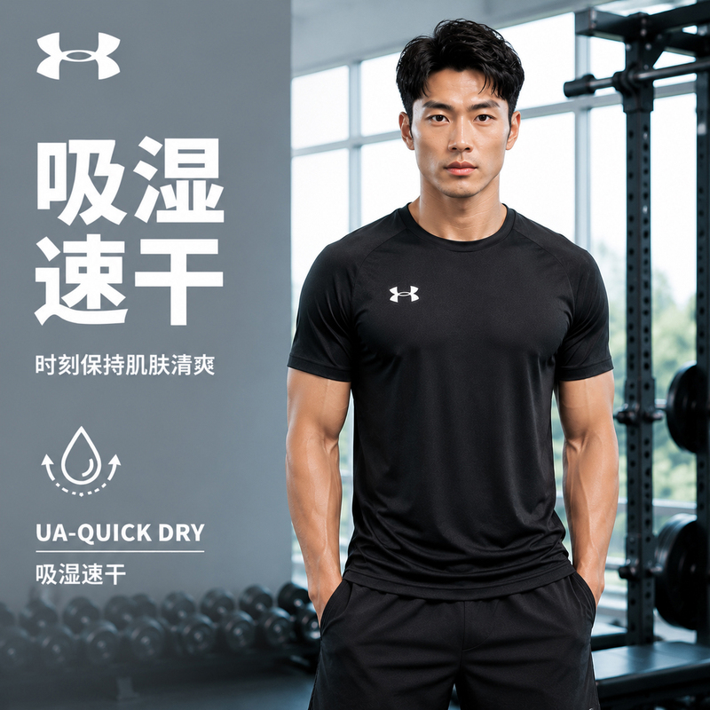 Under Armor Quick-Drying Clothing Men's Running Vest Fitness Sports T-Shirt Short-Sleeved Outdoor Clothing Genuine
