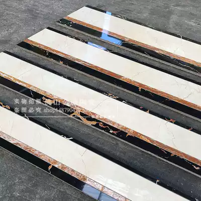 Black and white gray marble tile edge line modern dining room aisle simple waterjet processing waveguide wire tile