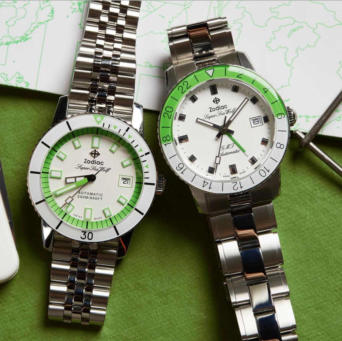 ZODIAC SUPER SEA WOLF 53 COMPRESSION GMT NEON LIME Table