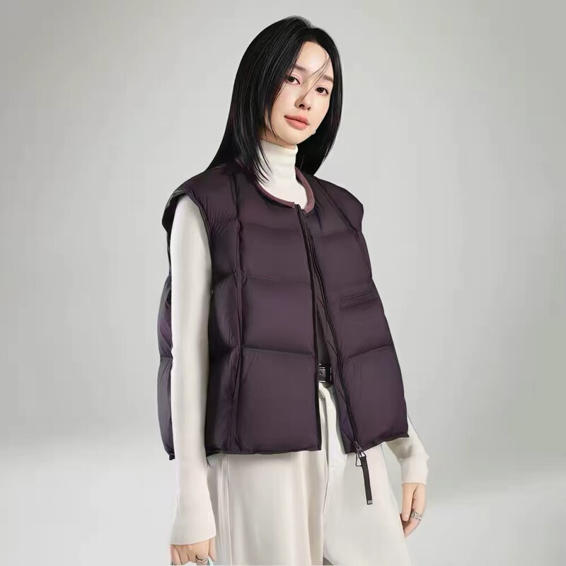 B30-High-End Puffer down Vest Off-Season Discount Loose and Comfortable Round Neck