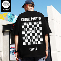 oversize short sleeve mens T-shirt Europe and the United States Tide brand fat 5xl loose trend Port wind plus fat plus size half sleeve summer