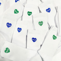 (2 pairs) what heart embroidery two-color all-match sports street trend mens mid-tube socks