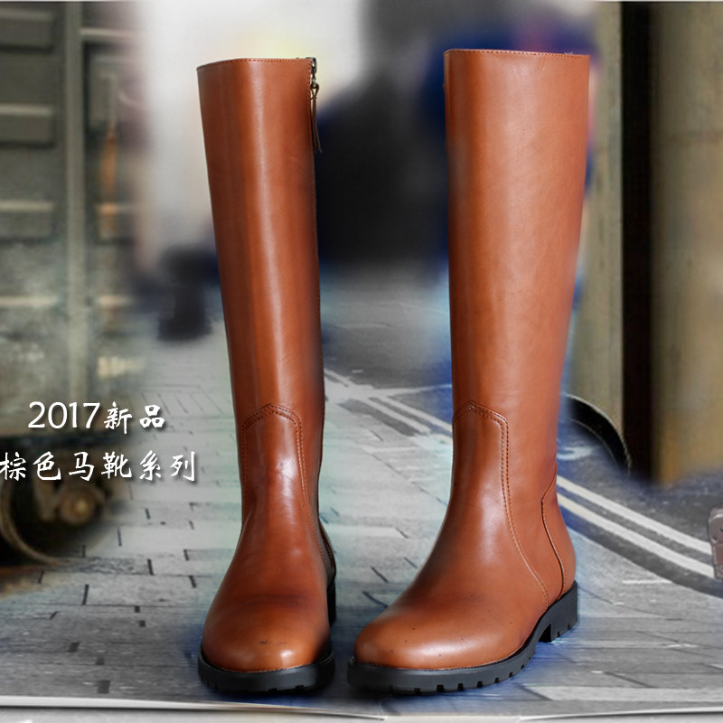 Male Boots High Silo Riding Boots Genuine Leather Bull Leather Long Drum Boot Cotton Boots Brown Men's Boots Brown Equestrian Leather Boots