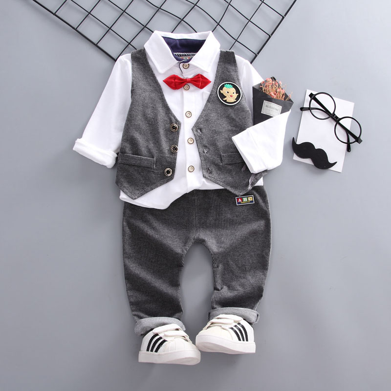 . Boy áo giáp Gentleman ba mảnh set 2 mùa thu 3 trẻ em nhỏ phù hợp với 4 bé chiếc váy thiết lập 1 tuổi.