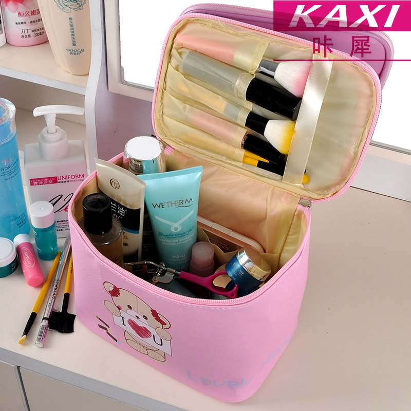 韩国大化妆包可爱小号方品中袋容量便携手提收纳盒简约化妆箱随身