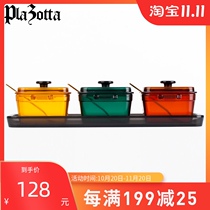 German plazotta color sugar jar salt jar seasoning jar seasoning bottle seasoning bowl 3-piece kitchen household condiments